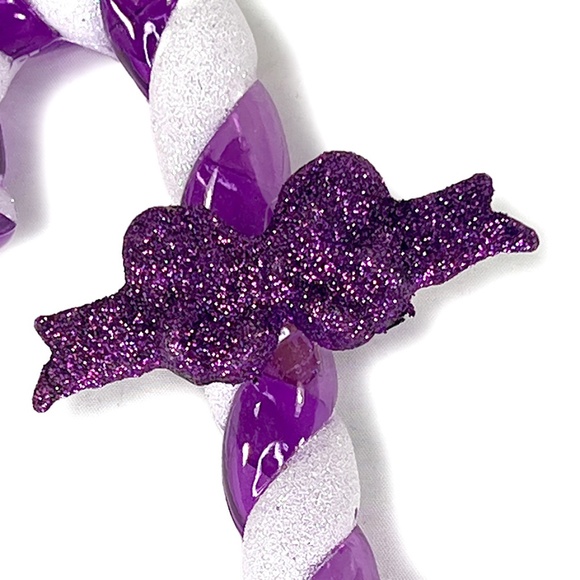 Purple Glittered Striped Candy Cane Ornaments - 5 - Picture 3 of 3